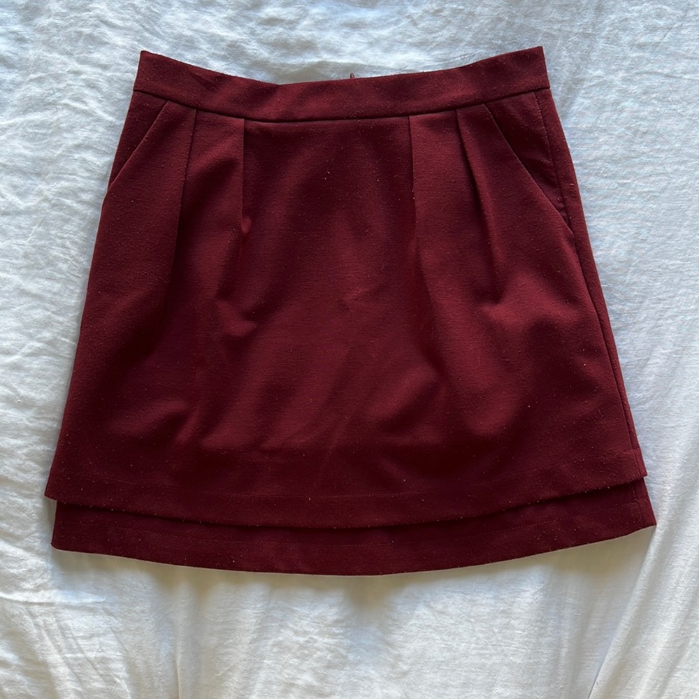 Maroon Tiered Skirt - Size S